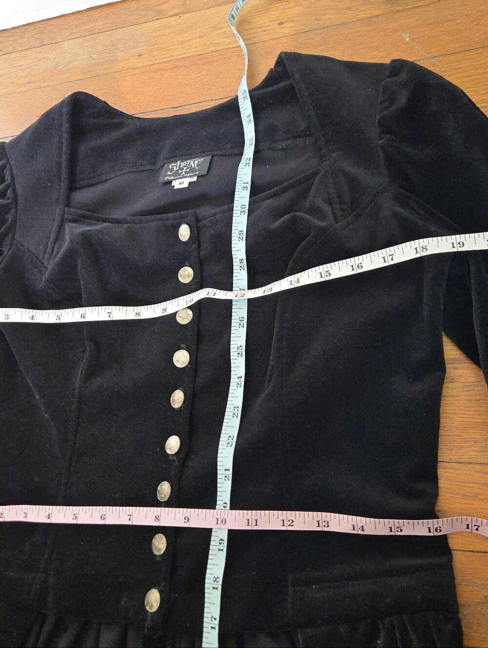 Shrine of Hollywood black velvet goth steampunk tailcoat bell sleeve peplum - Picture 9 of 16